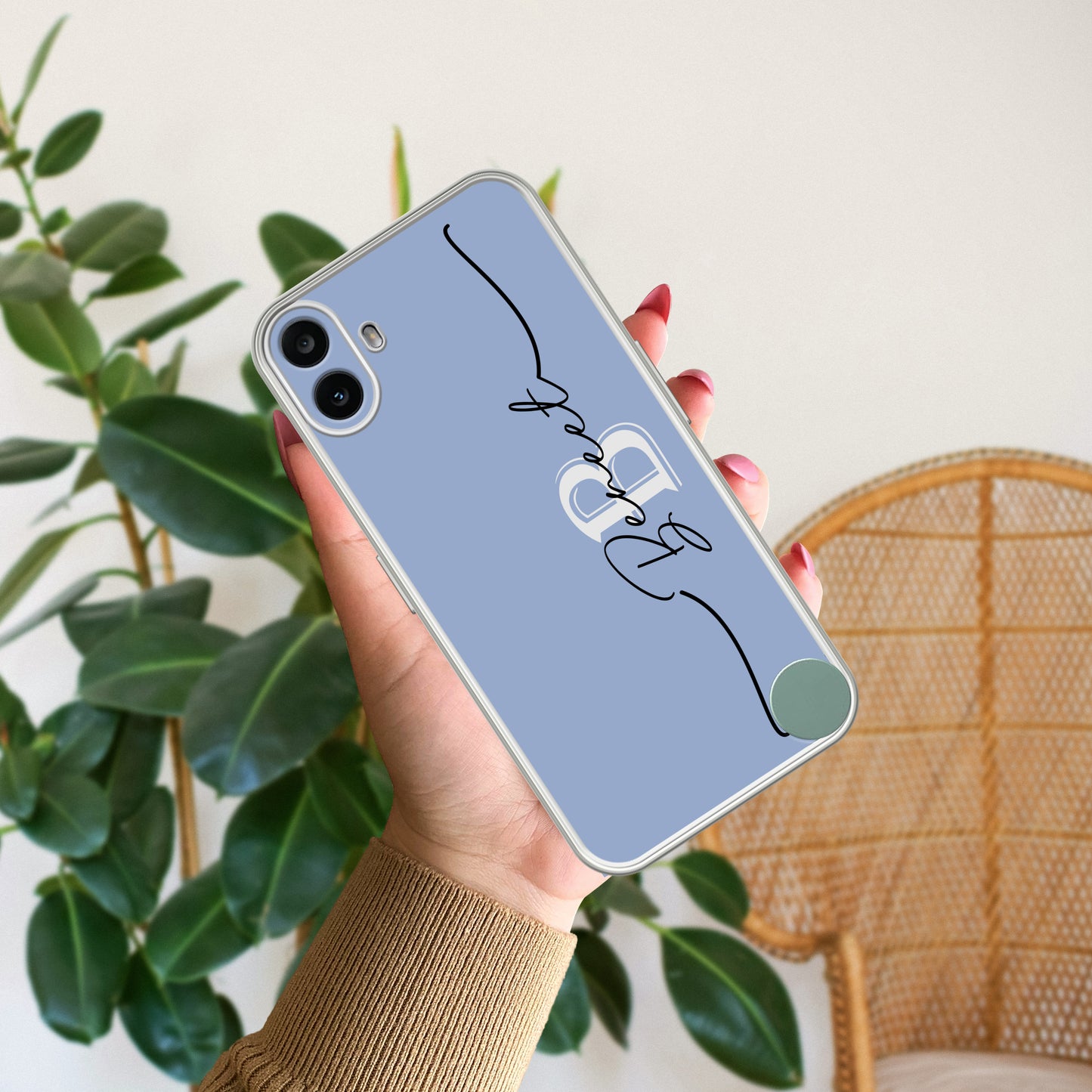 Personalized Initials Azure Silicon Case For Nothing - ShopOnCliQ