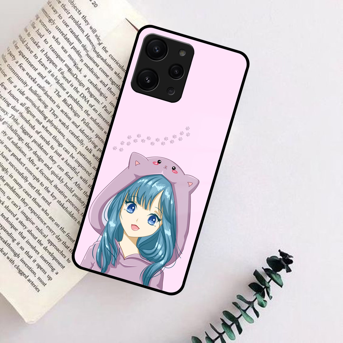 Purple Aesthetic Girl With Cat Phone Glass Case Cover For Redmi/Xiaomi