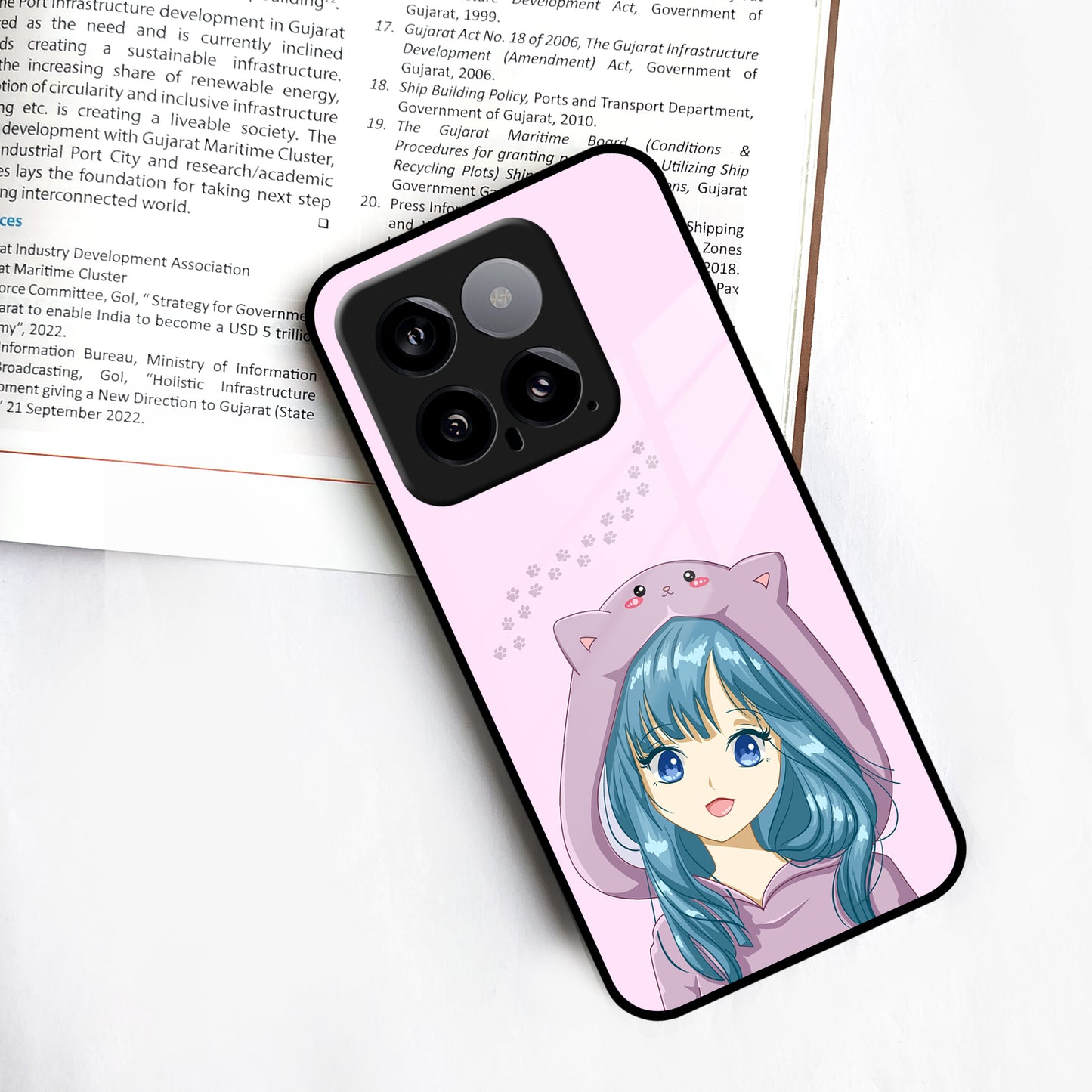 Purple Aesthetic Girl With Cat Phone Glass Case Cover For Redmi/Xiaomi