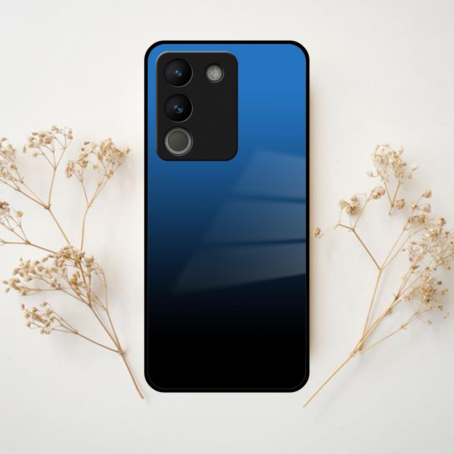 Blue Gradient Glass Case Cover For Vivo