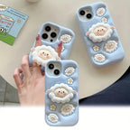 3D Cartoon Sheep Flock Case Funda Cotton Candy Cloud Pop Back Case with Holder - ShopOnCliQ