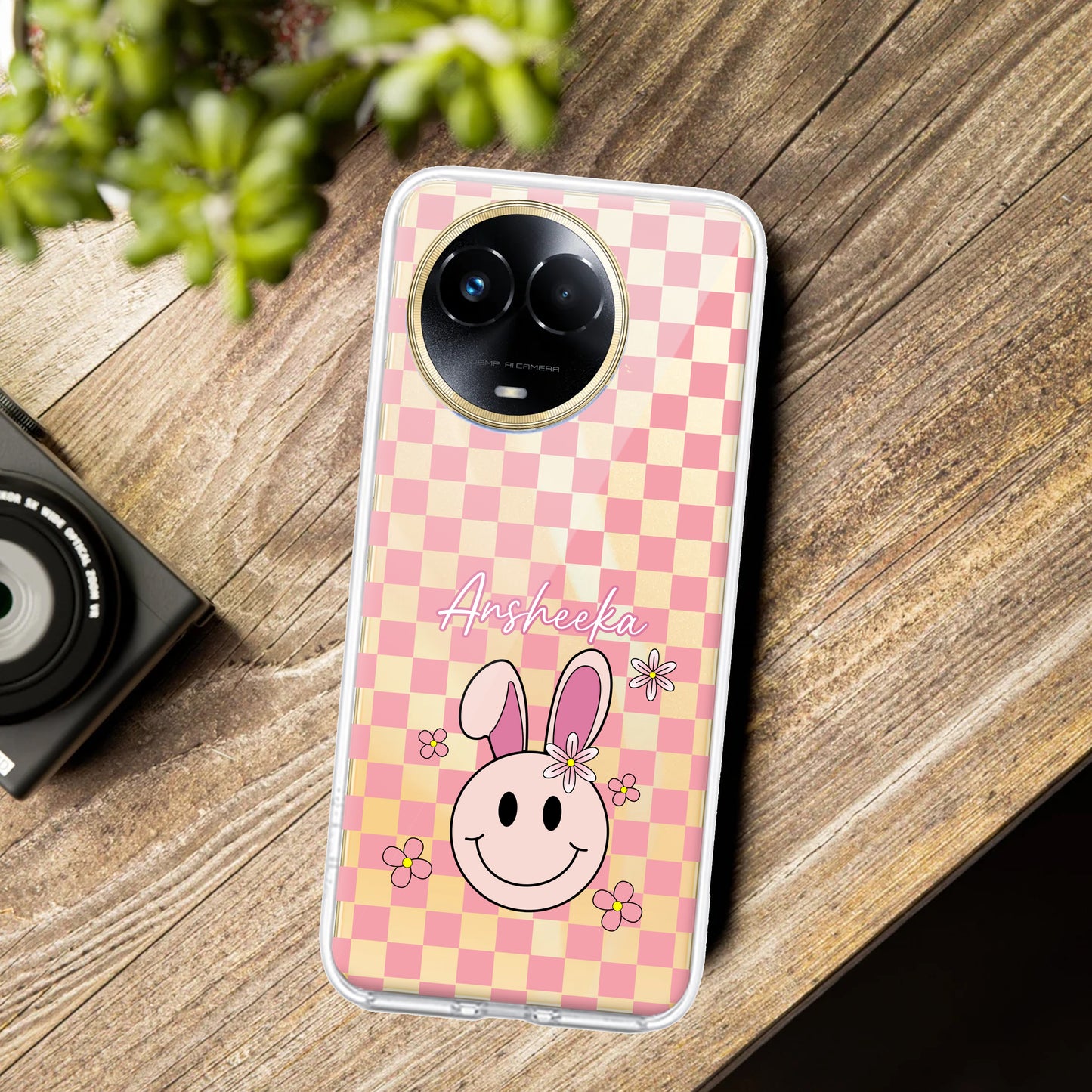 Cute Bunny Customize Transparent Silicon Case For Realme/Narzo