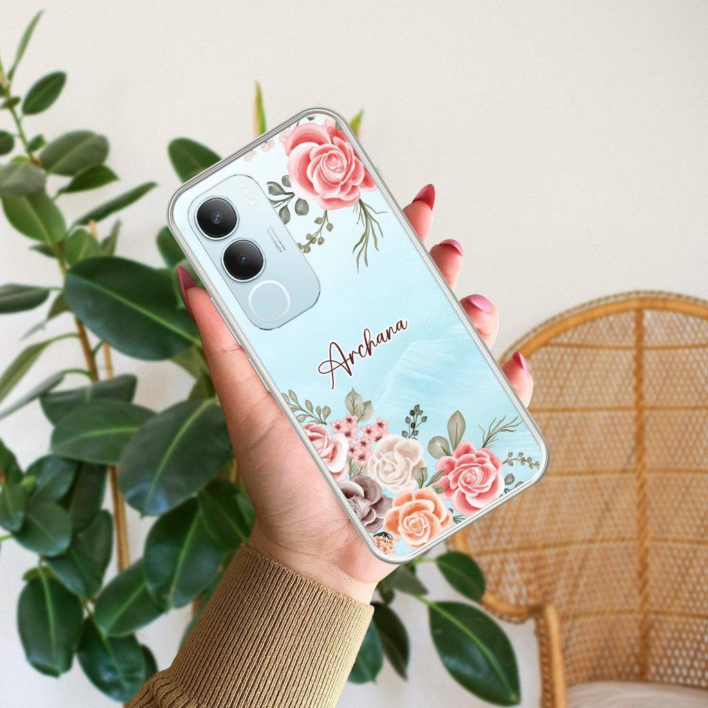 Pink Floral Anti Yellow Case For Vivo Y29 5G