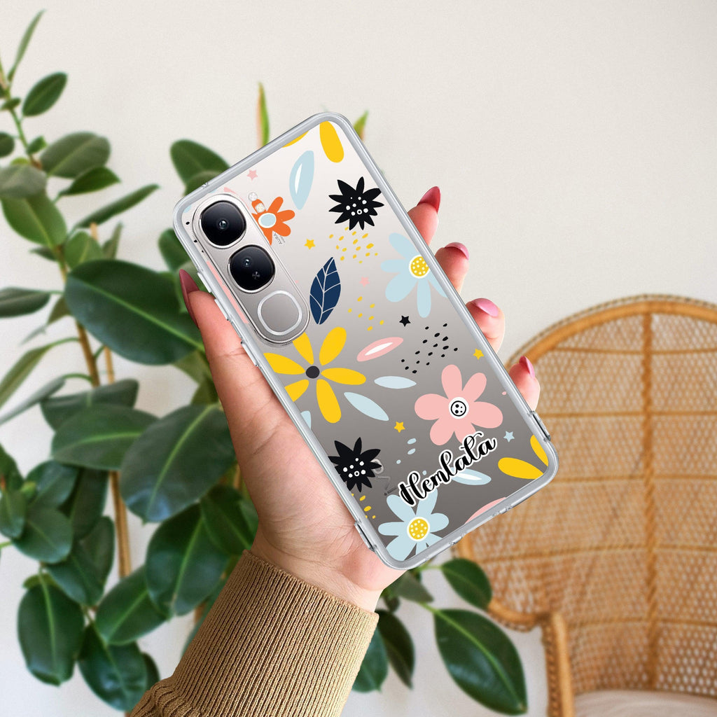 Multi Floral Customize Transparent Silicon Case For Vivo V21 5G