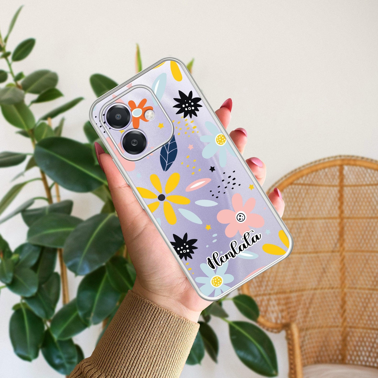 Multi Floral Customize Transparent Silicon Case For Oppo