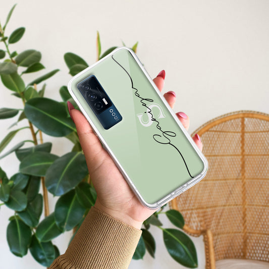 Personalized Initials Mint Green Silicon Case For iQOO