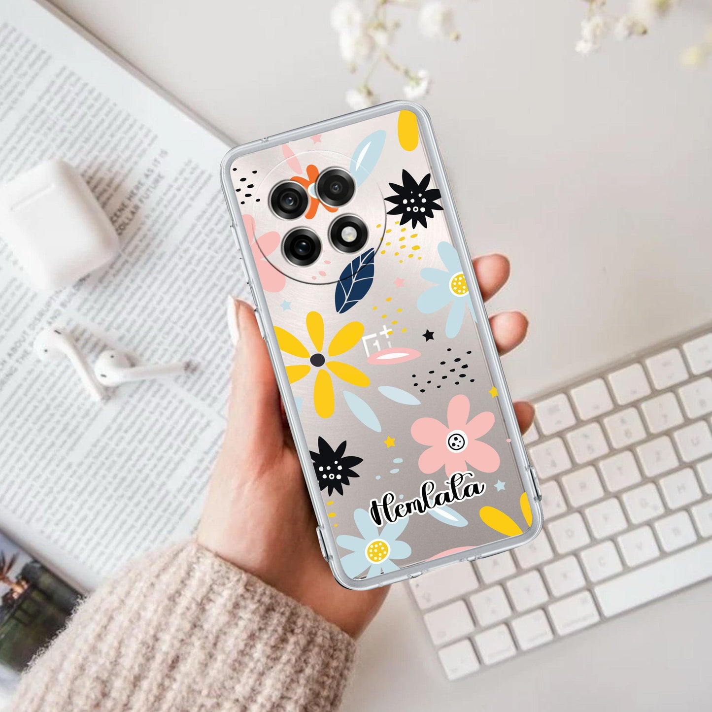 Multi Floral Customize Transparent Silicon Case For OnePlus