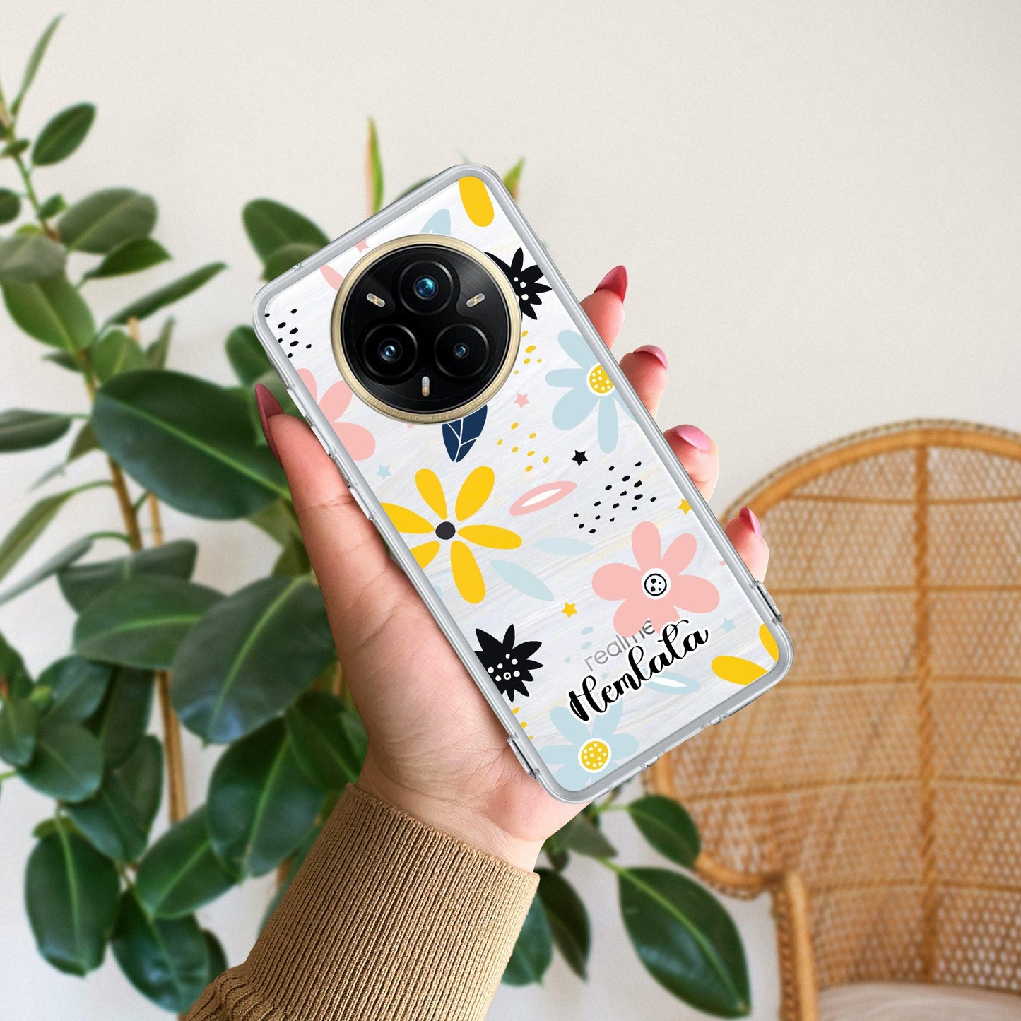 Multi Floral Customize Transparent Silicon Case For Realme/Narzo