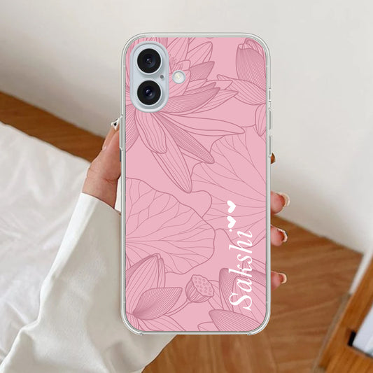 Customized luxury Peach leaves Transparent Silicon Case For iPhone