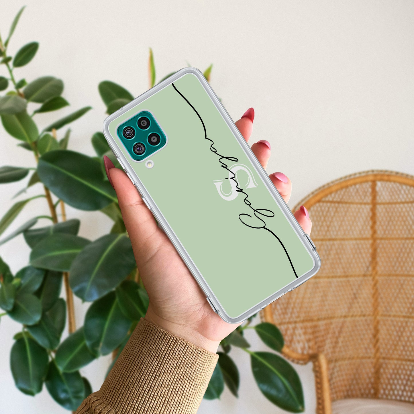 Personalized Initials Mint Green Silicon Case For Samsung