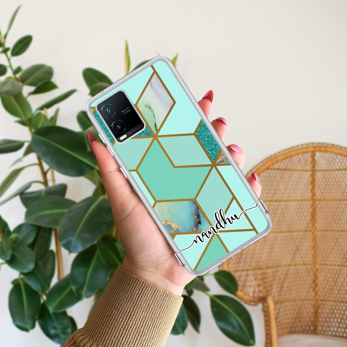 Marble Green Customize Transparent Silicon Case For Vivo