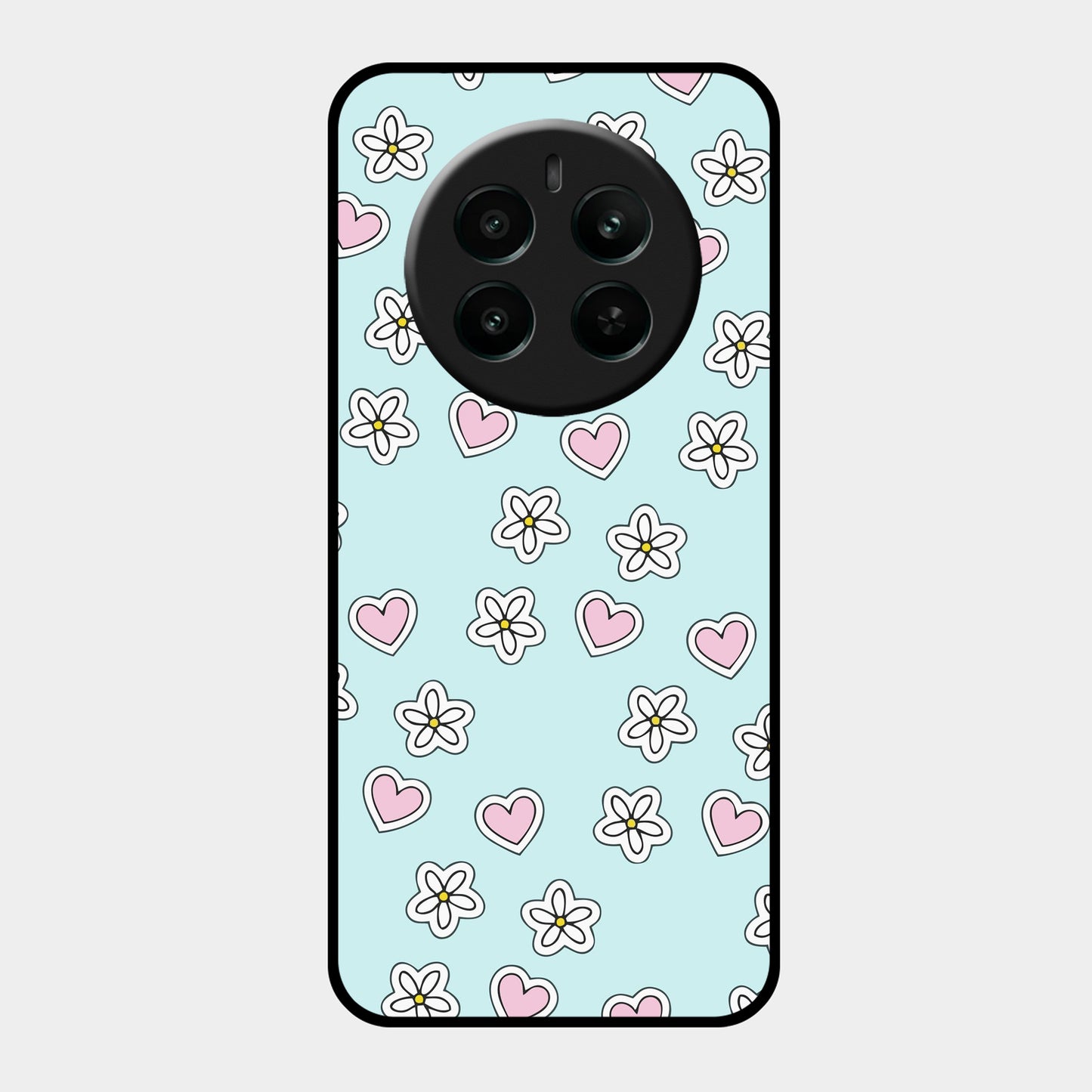 Heart With Flower Glossy Metal Case Cover For Realme