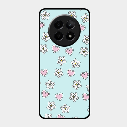 Heart With Flower Glossy Metal Case Cover For Realme