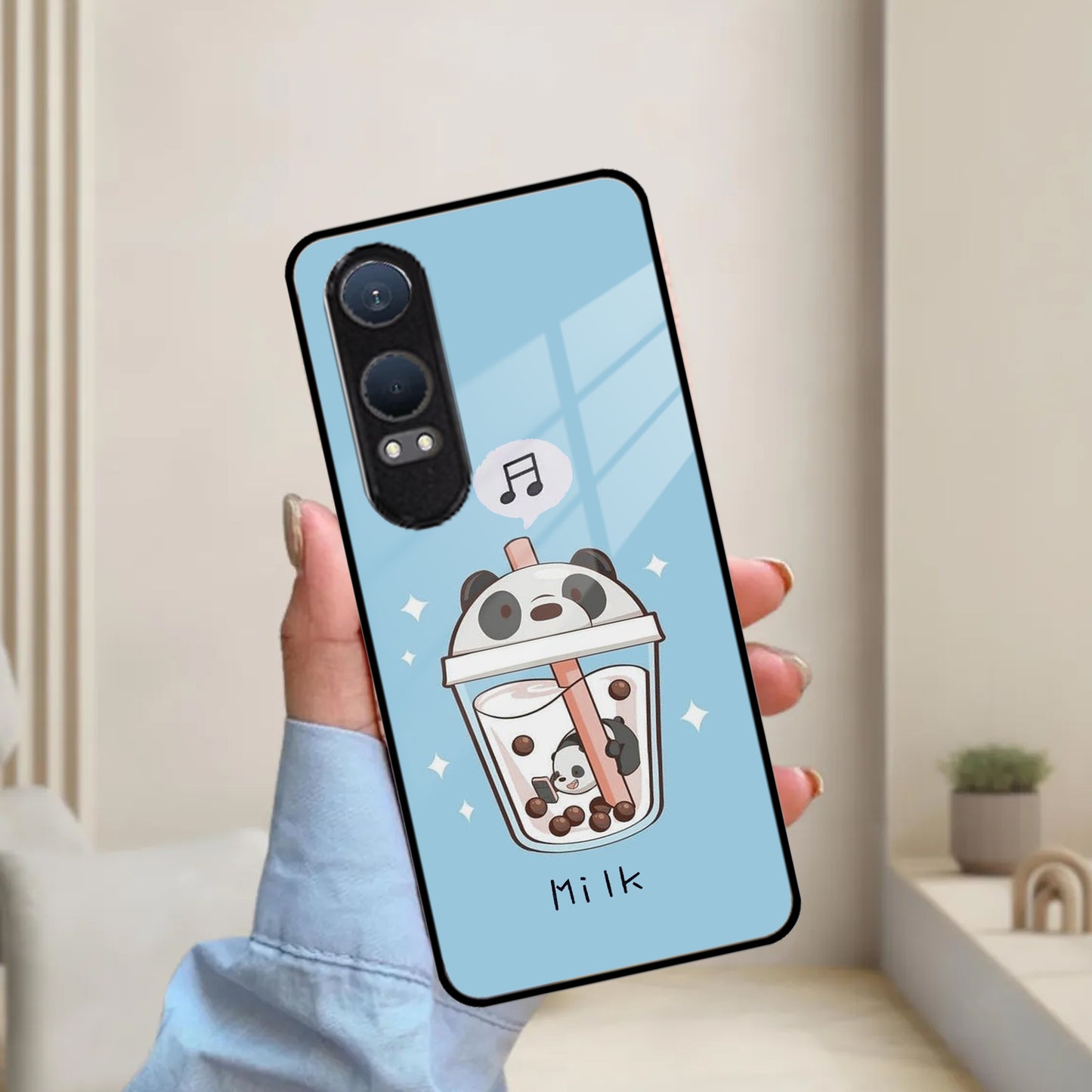 Cartoon Milk Tea We Bare Bears Glossy Metal Case Cover For OnePlus