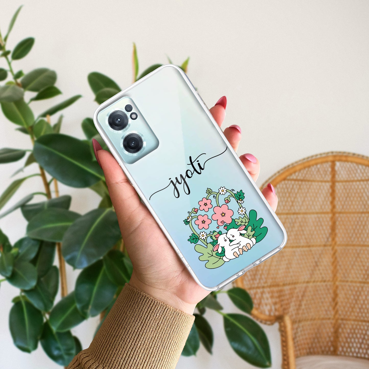 Cute Bunny Customize Transparent Silicon Case V2 For OnePlus