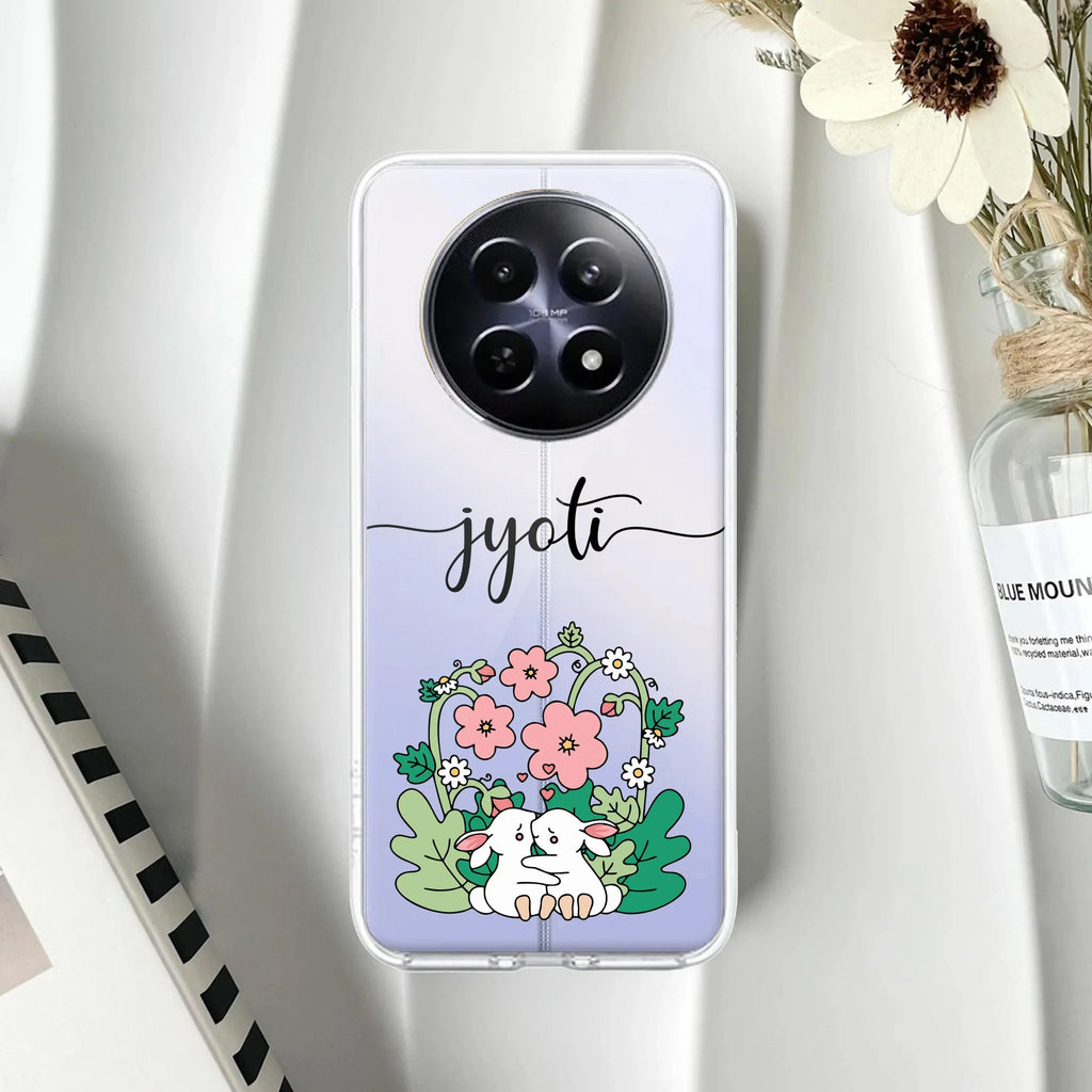 Cute Bunny Customize Anti Yelllow Case V2 For Realme 14 Pro Lite 5G