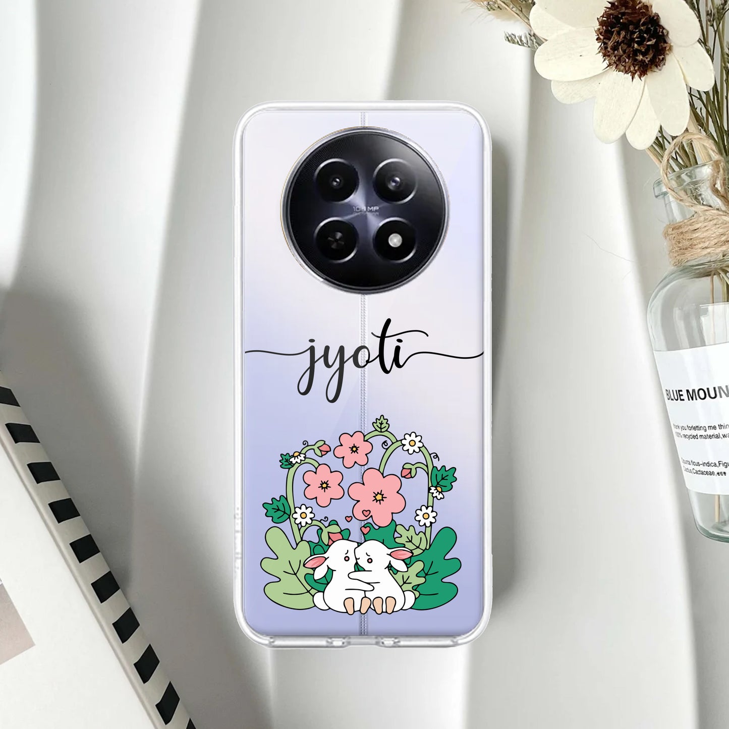 Cute Bunny Customize Transparent Silicon Case V2 For Realme/Narzo