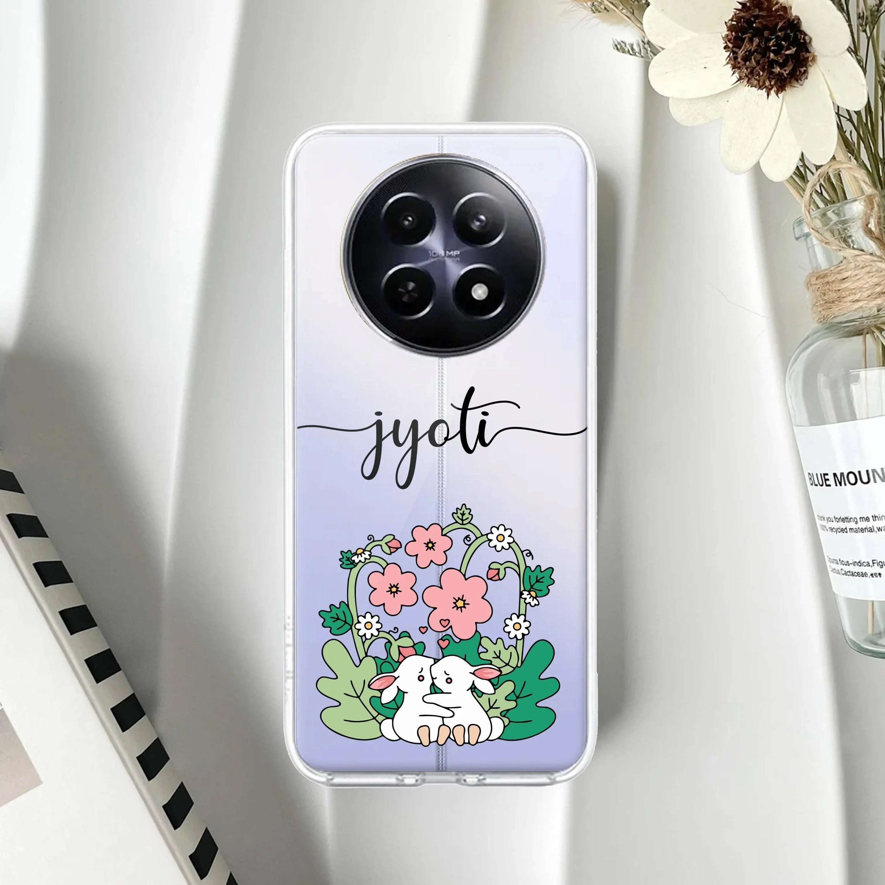 Cute Bunny Customize Anti Yelllow Case V2 For Realme 14 Pro Lite 5G