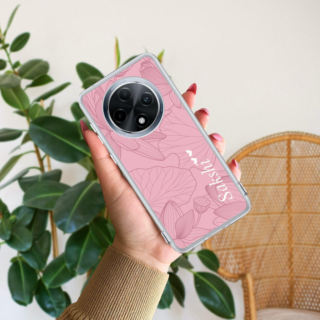 Customized luxury Peach leaves Transparent Silicon Case For Oppo A18 4G