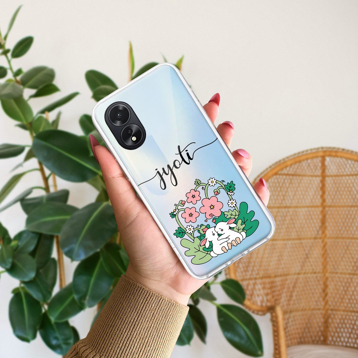 Cute Bunny Customize Transparent Silicon Case V2 For Oppo