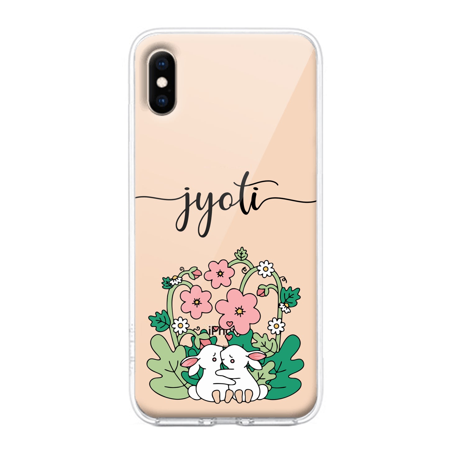 Cute Bunny Customize Transparent Silicon Case V2 For iPhone