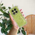 Customized luxury Mint Green leaves Transparent Silicon Case For Redmi 13 5G