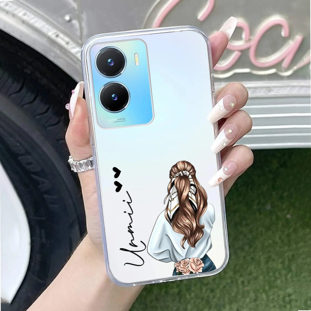 Girl With Flower Customize Transparent Silicon Case For Vivo Y16