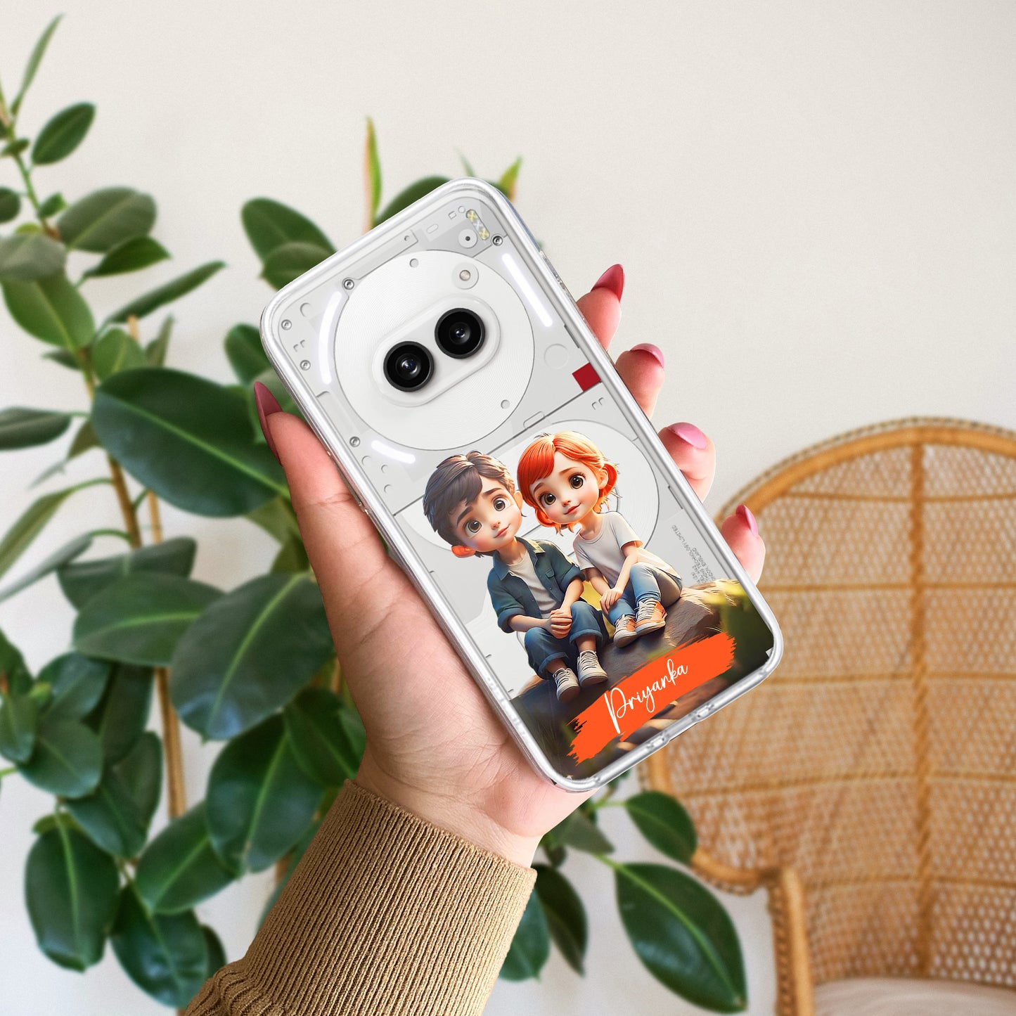 Cute Love Couple Customize Transparent Silicon Case For Nothing