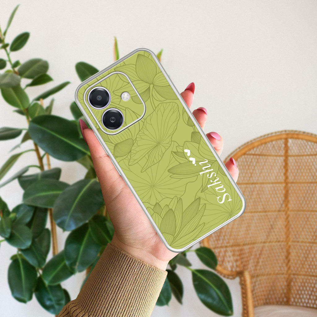 Customized luxury Mint Green leaves Anti Yellow Case For Oppo A5 Pro 5G