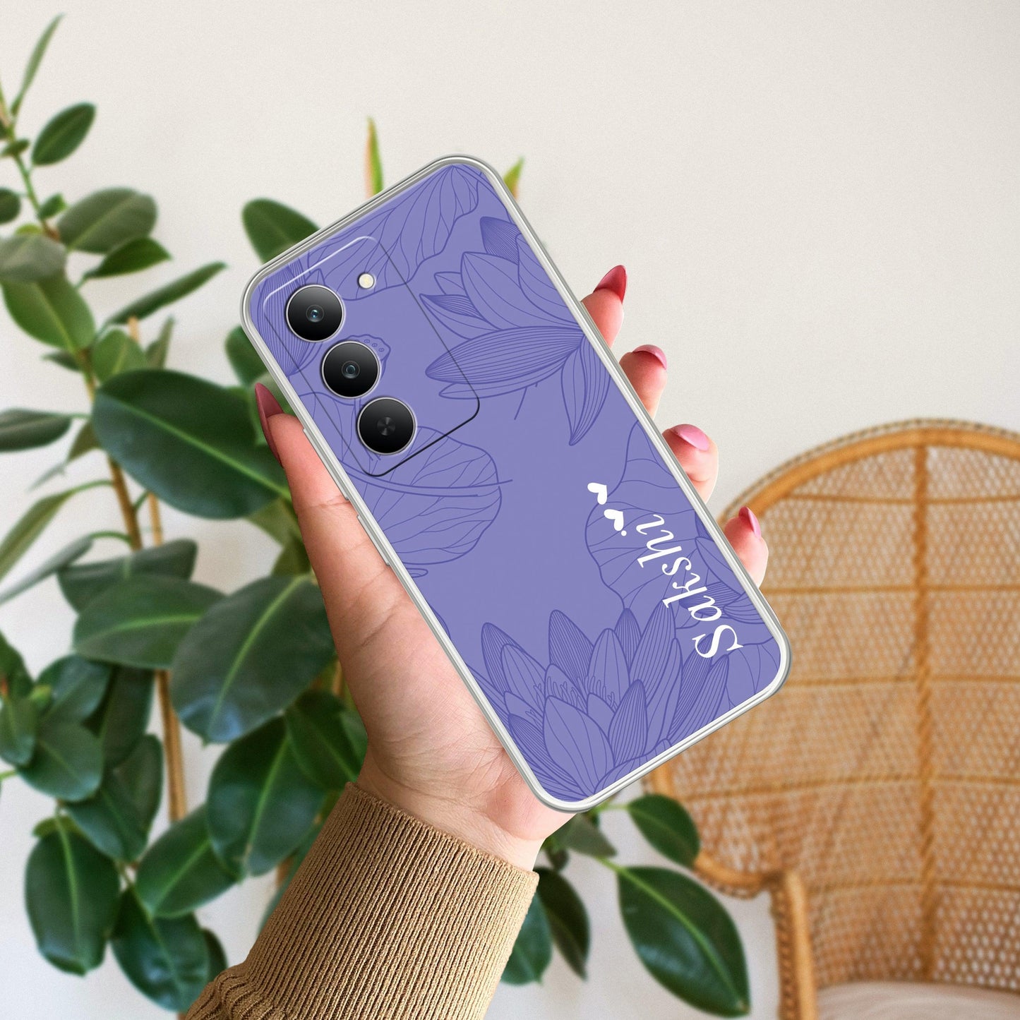 Customized luxury Purple leaves Transparent Silicon Case For Realme/Narzo - ShopOnCliQ