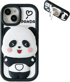 3D Cartoon Cute Panda Silicon Shockproof 360° Protection Case with Mirror Stand - ShopOnCliQ