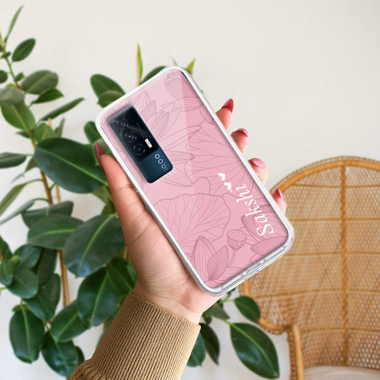 Customized luxury Peach leaves Transparent Silicon Case For iQOO