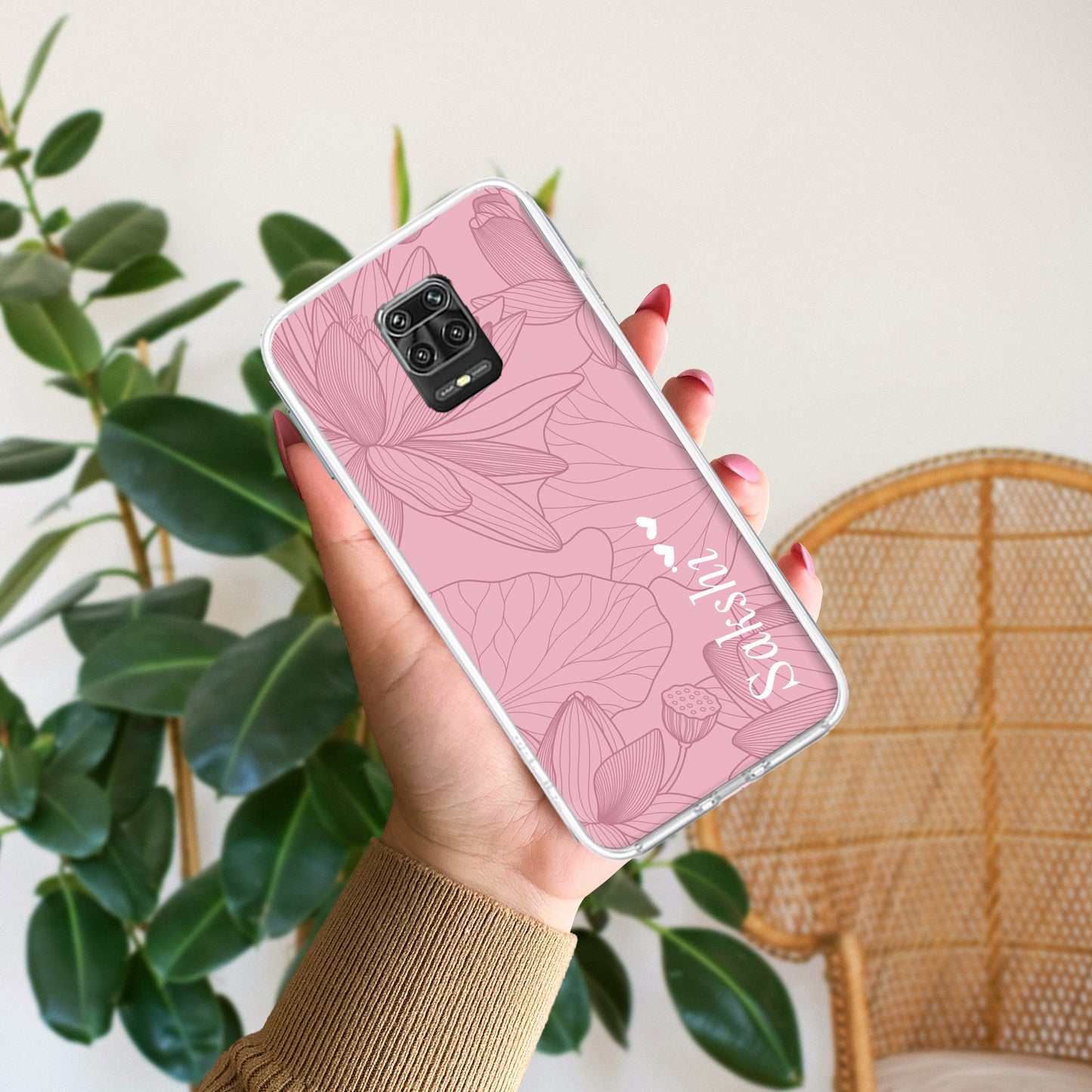 Customized luxury Peach leaves Transparent Silicon Case For Redmi/Xiaomi