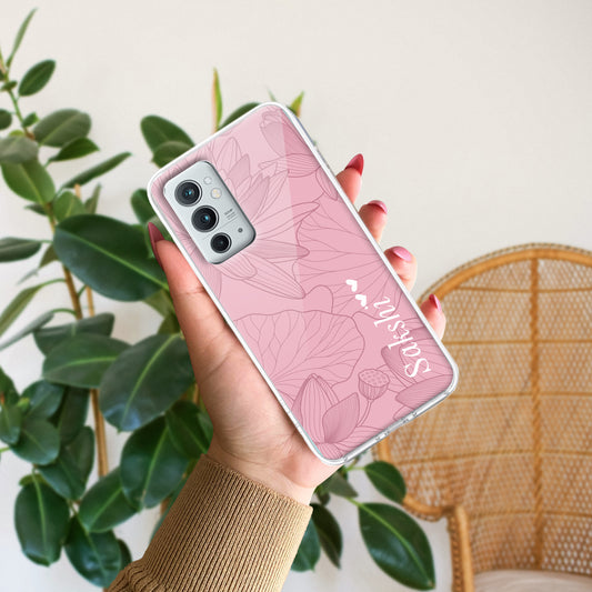 Customized luxury Peach leaves Transparent Silicon Case For OnePlus