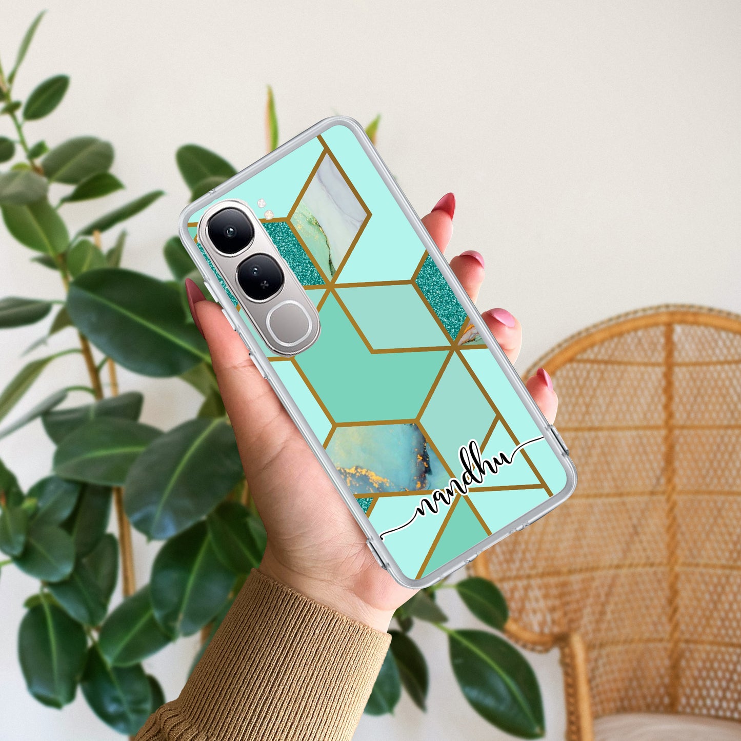 Marble Green Customize Transparent Silicon Case For Vivo