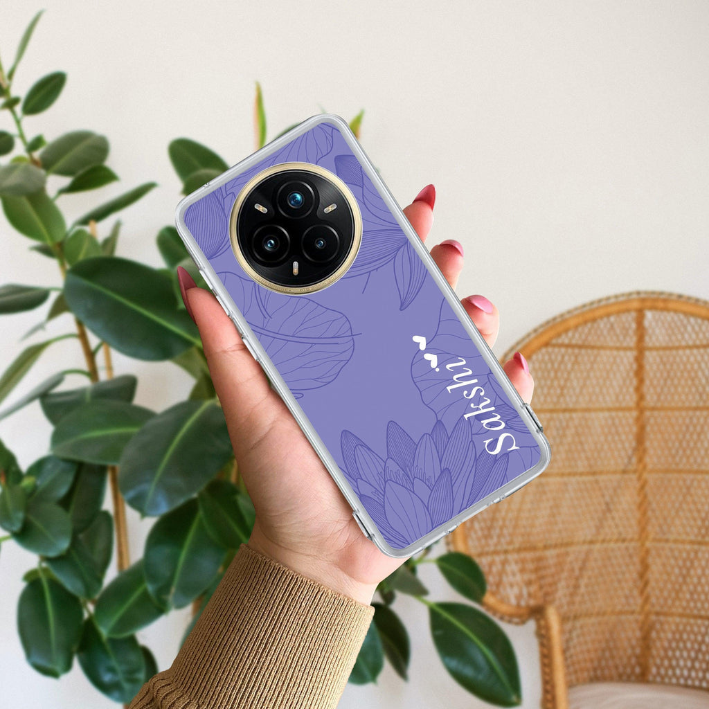 Customized luxury Purple leaves Transparent Silicon Case For Realme 12 Plus 5G