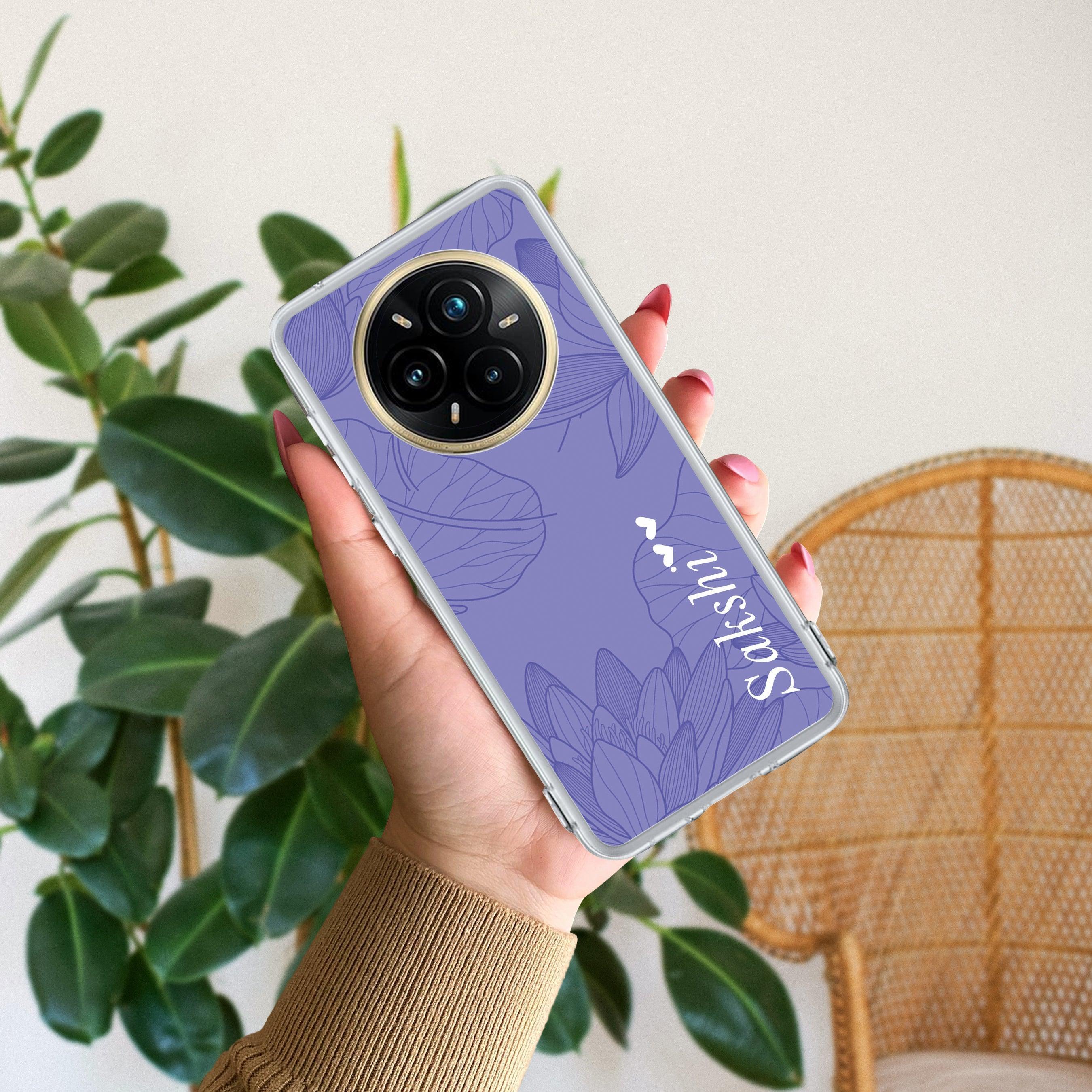Customized luxury Purple leaves Transparent Silicon Case For Realme 12 Plus 5G