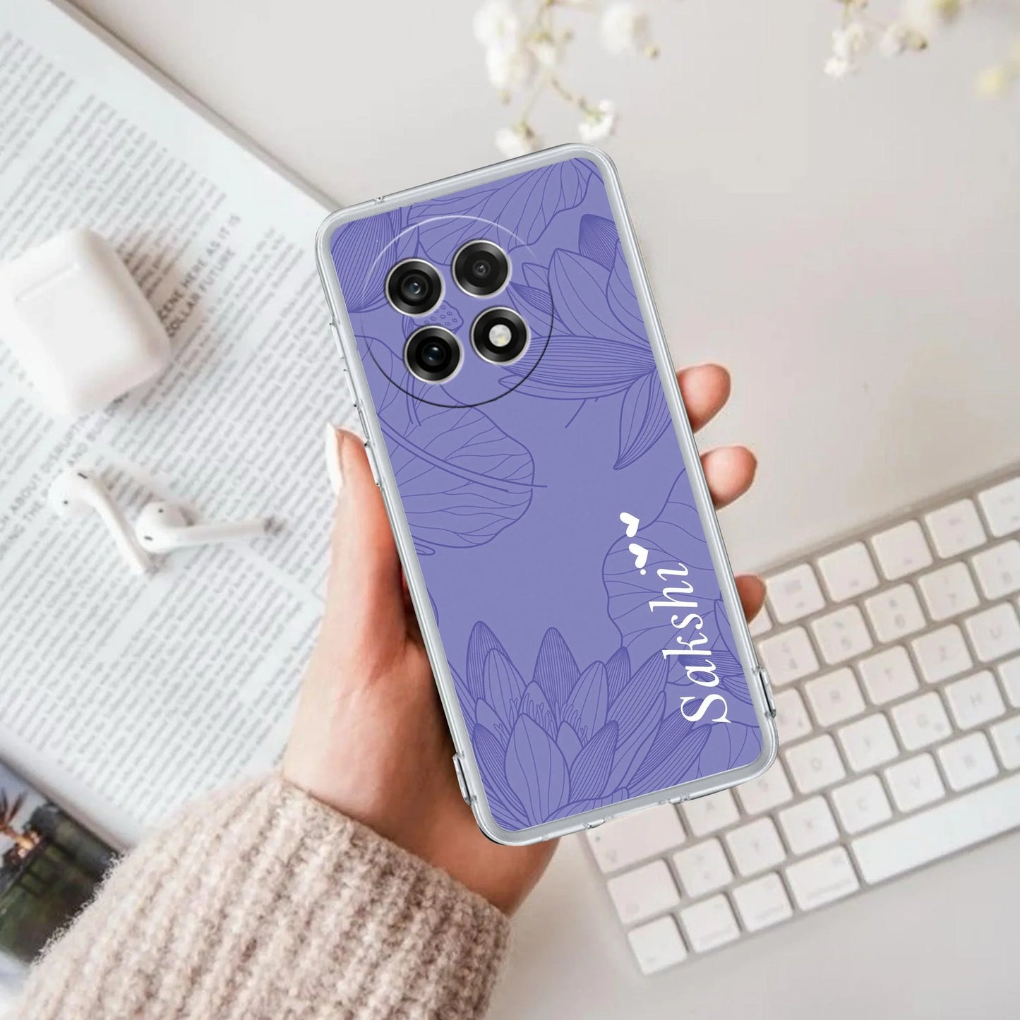 Customized luxury Purple leaves Transparent Silicon Case For OnePlus - ShopOnCliQ