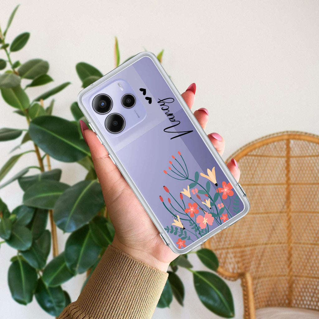MultiColor Floral Customize Transparent Silicon Case For Redmi A5 4G