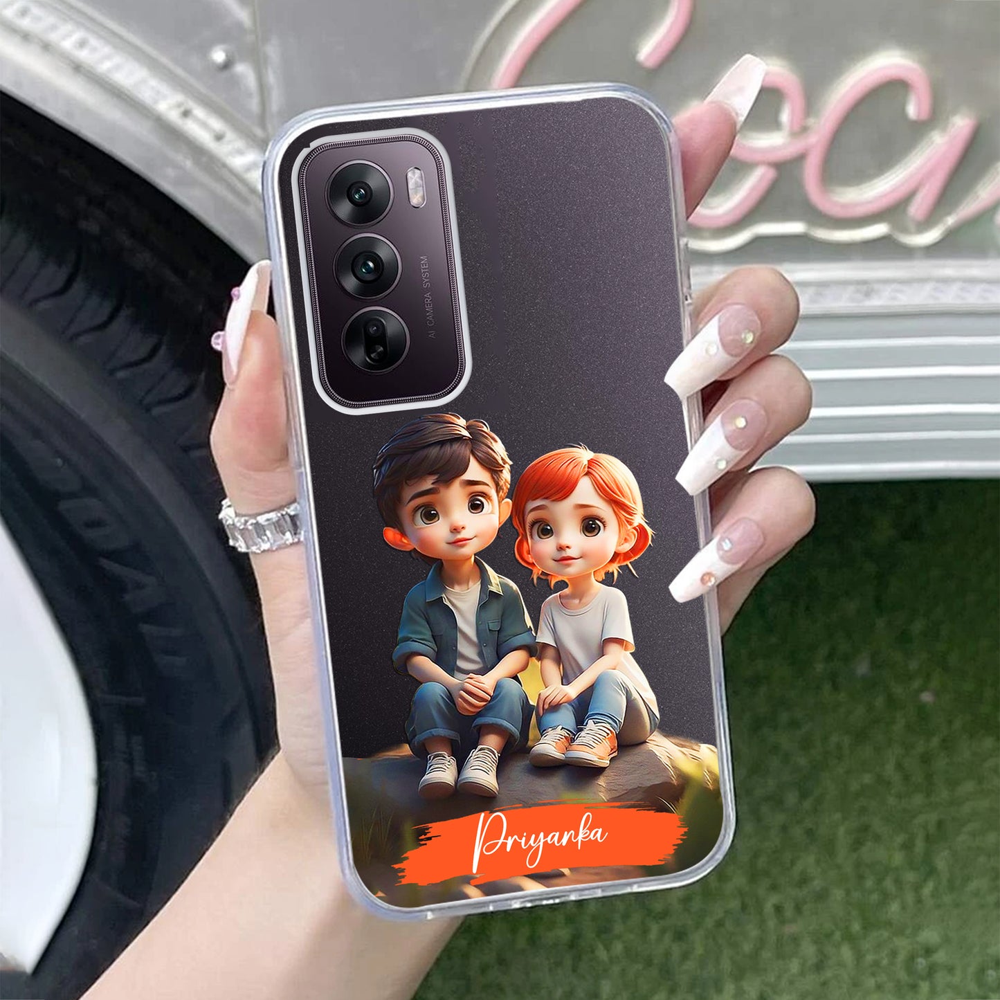 Cute Love Couple Customize Transparent Silicon Case For Oppo