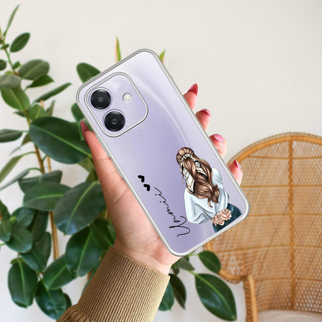 Girl With Flower Customize Transparent Silicon Case For Oppo Reno 13 5G