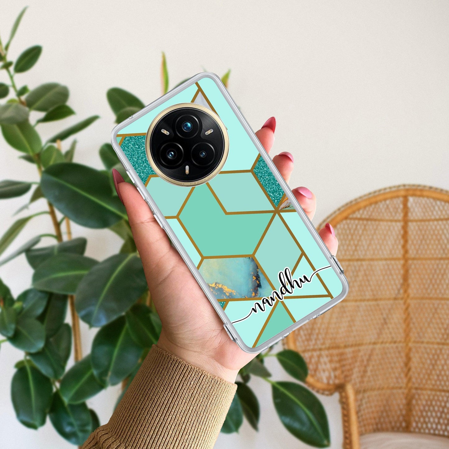 Marble Green Customize Transparent Silicon Case For Realme/Narzo