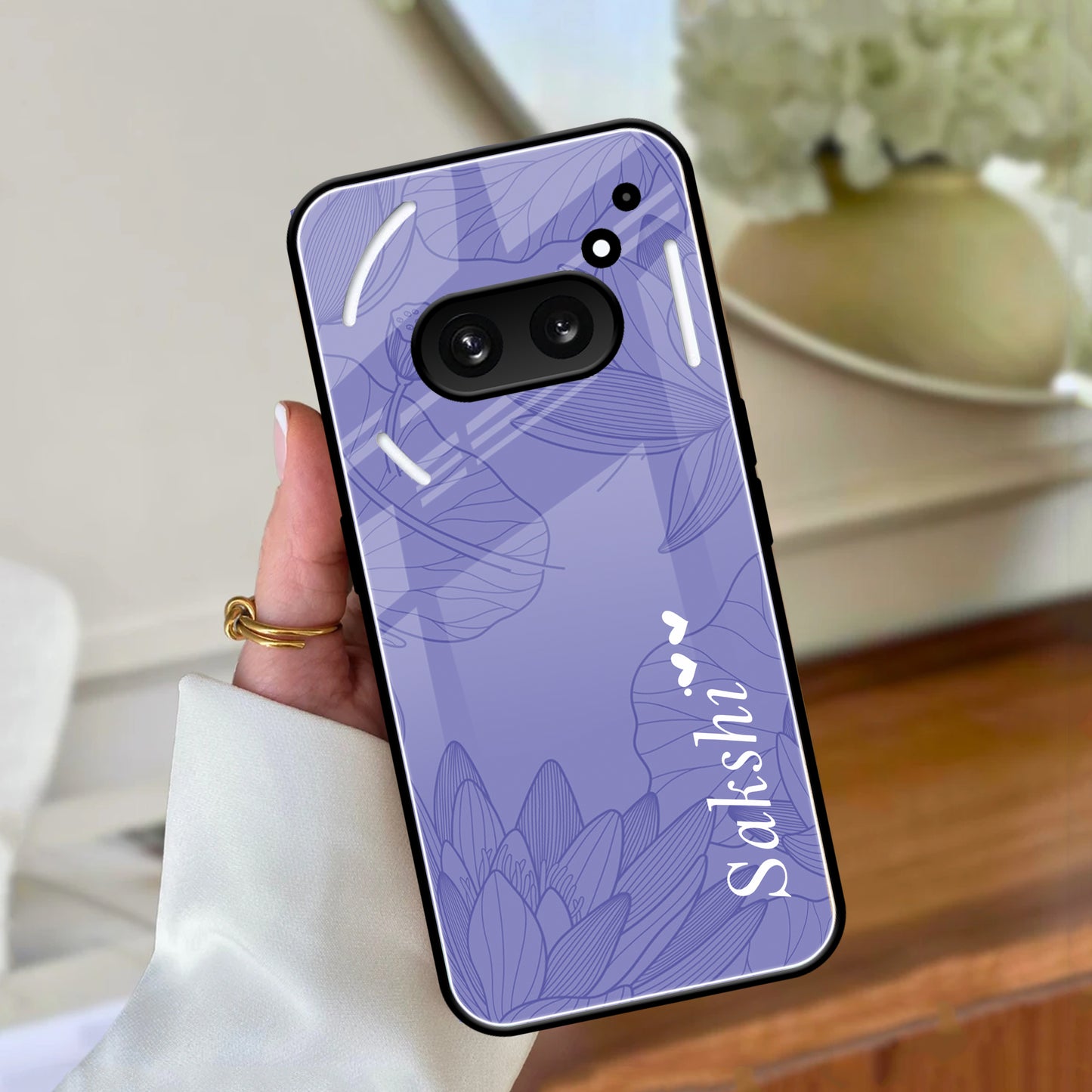 Customized luxury Purple leaves Glossy Metal Case Cover For Nothing