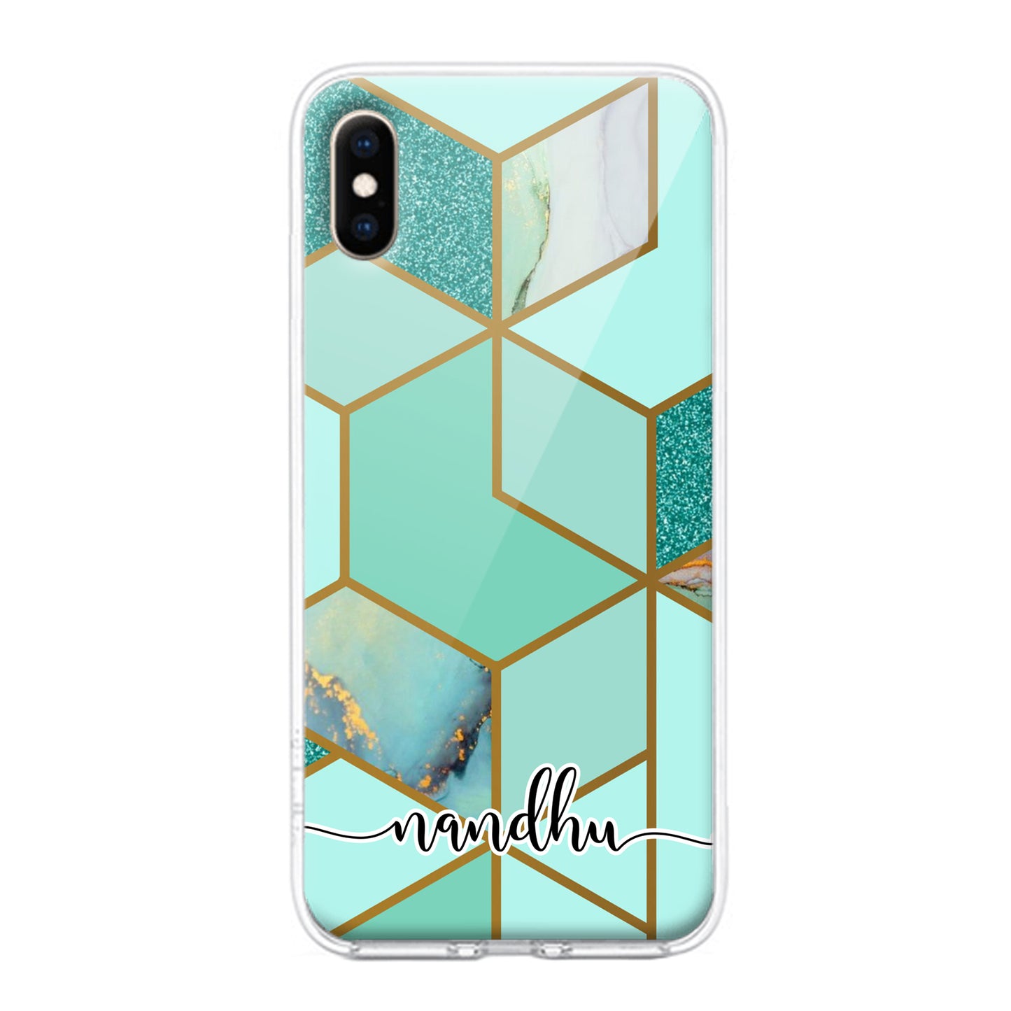 Marble Green Customize Transparent Silicon Case For iPhone