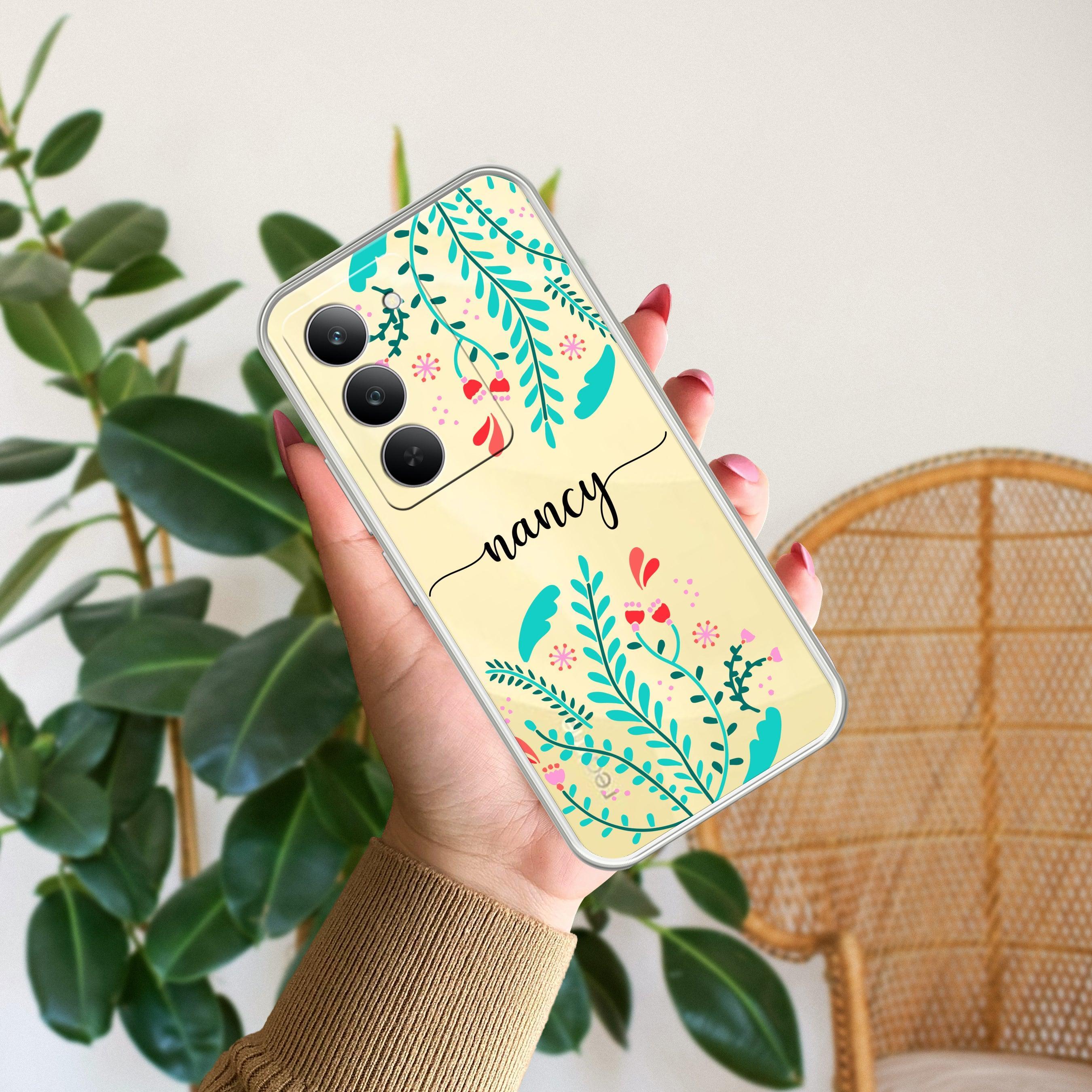 Blue Floral Customize Anti Yelllow Case For Realme 14x 5G