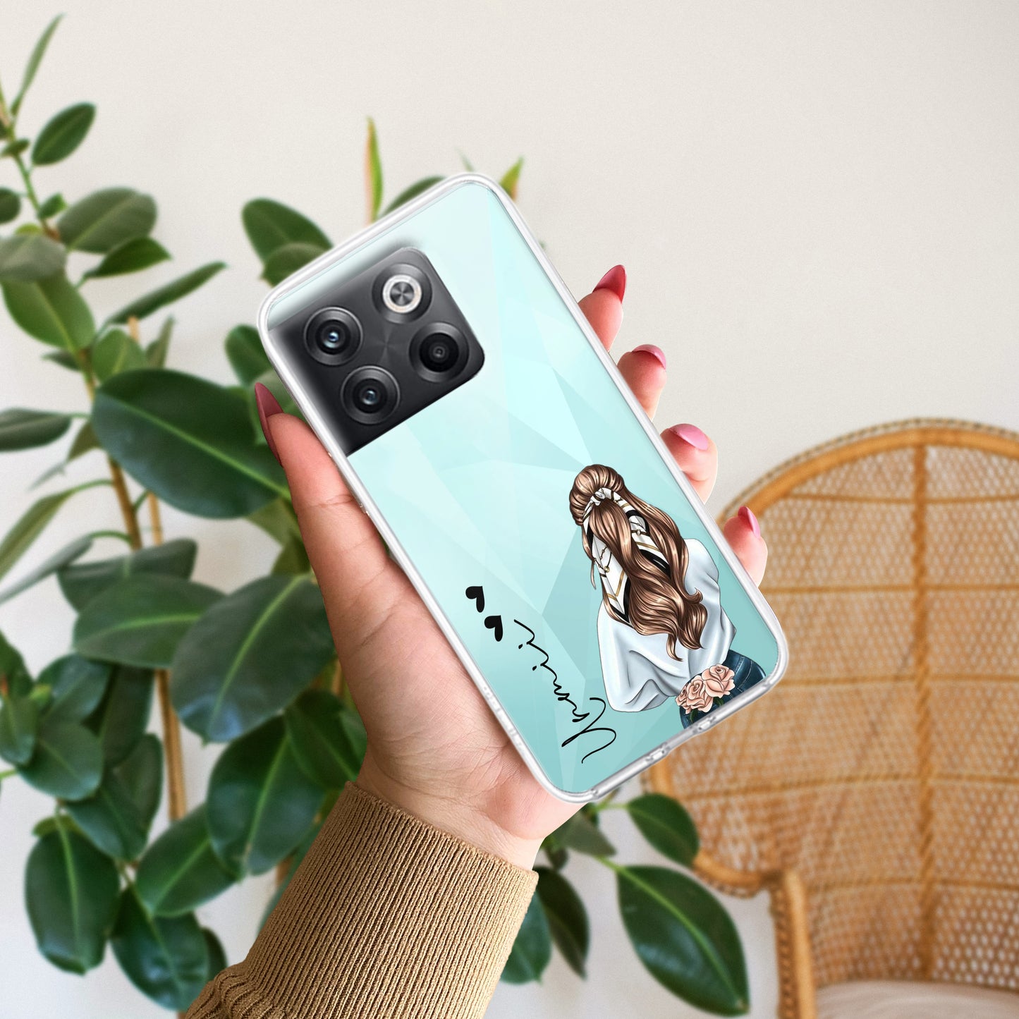 Girl With Flower Customize Transparent Silicon Case For OnePlus