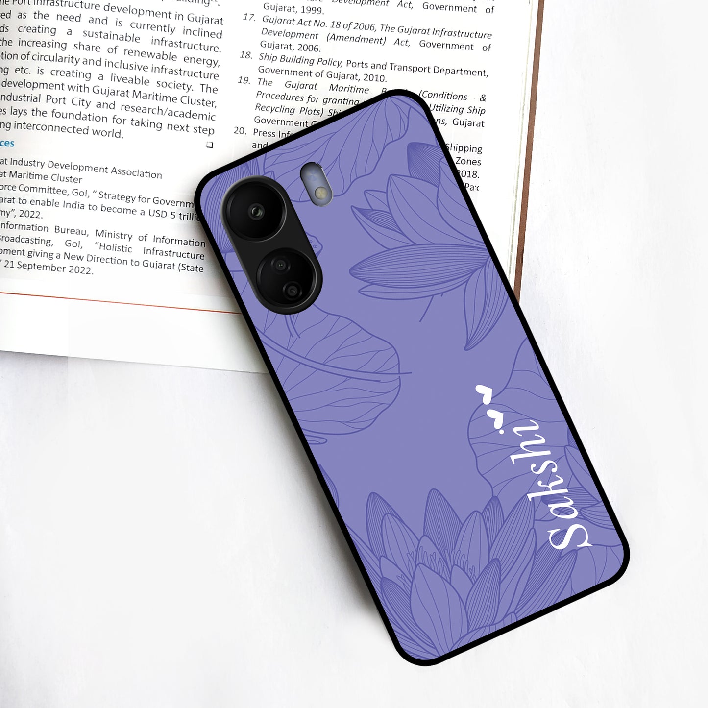 Customized luxury Purple leaves Glossy Metal Case Cover For Redmi