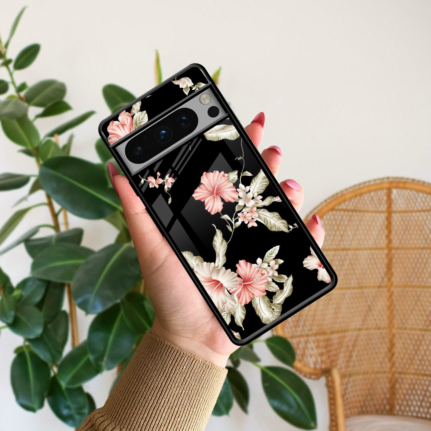 Retro Floral Glossy Metal Case Cover For Google