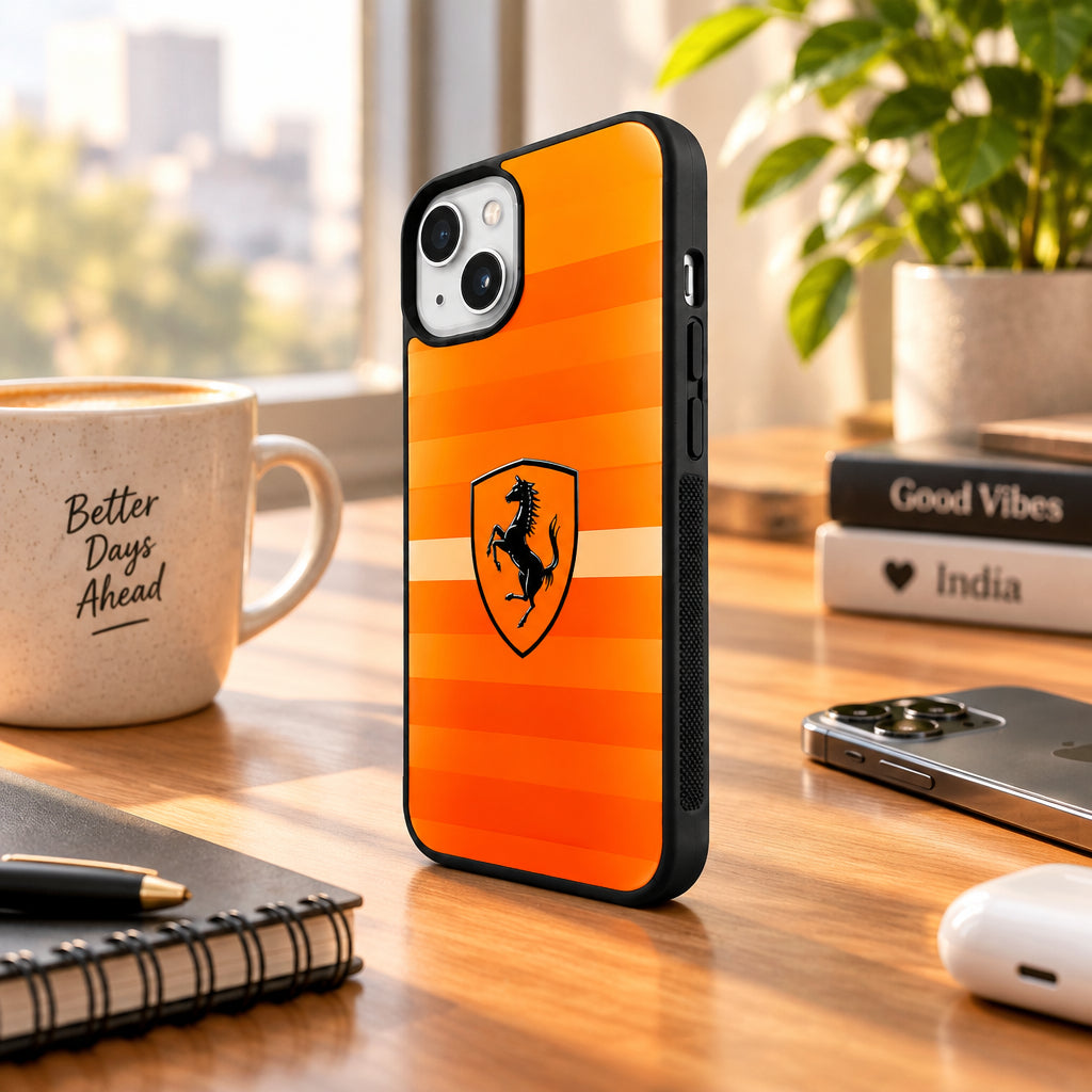 Orange Racing Horse Glass Phone Case