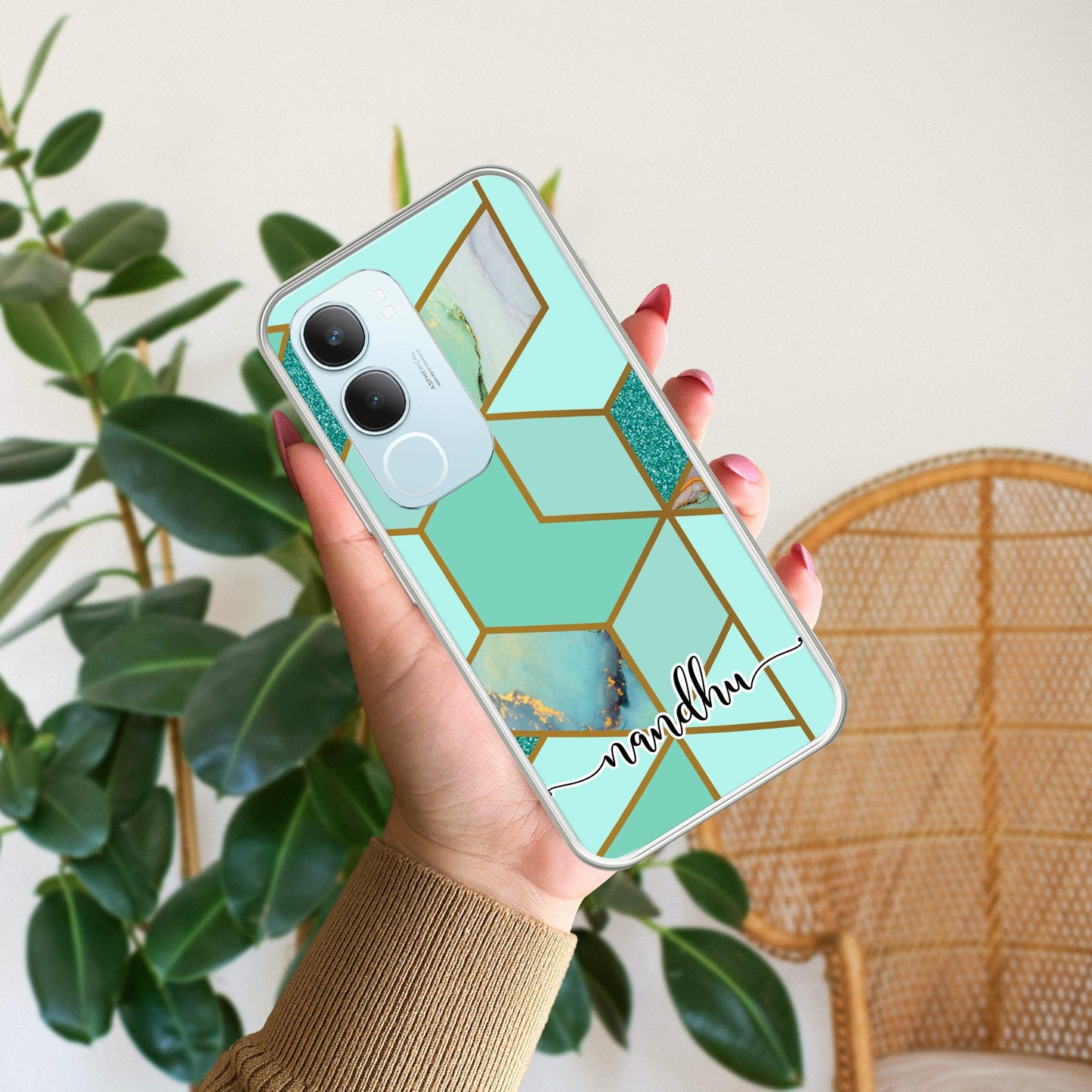 Marble Green Customize Transparent Silicon Case For Vivo